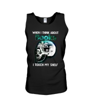 When I Think About Books Unisex Tank tile