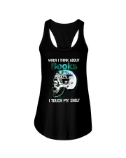 When I Think About Books Ladies Flowy Tank tile