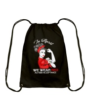 In April We Wear Red Drawstring Bag tile