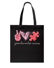 Peace Love Autism Awareness Valentine Tote Bag tile