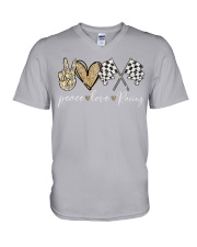 Peace Love Racing V-Neck T-Shirt tile