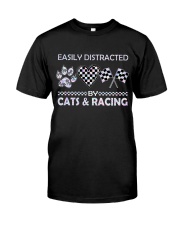 Easily Distracted By Cats And Racing Classic T-Shirt front