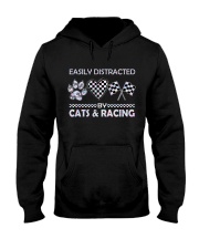 Easily Distracted By Cats And Racing Hooded Sweatshirt tile