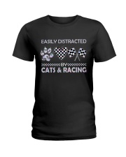 Easily Distracted By Cats And Racing Ladies T-Shirt tile