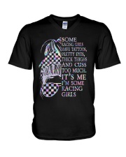 Racing Girl V-Neck T-Shirt tile