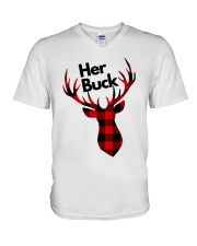 Her Buck His Doe Valentine V-Neck T-Shirt tile