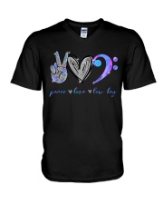 Peace love low key V-Neck T-Shirt tile