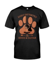 Easily Distracted By Dogs and Guitar Classic T-Shirt front