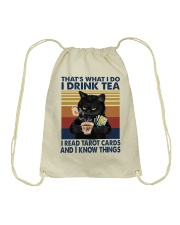 I Drink Tea I Read Tarot Cards Drawstring Bag tile