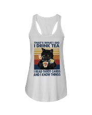 I Drink Tea I Read Tarot Cards Ladies Flowy Tank tile