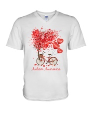Autism Awareness Valentine V-Neck T-Shirt tile