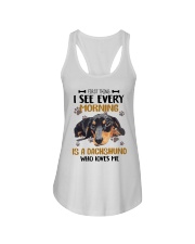First Thing I See Ladies Flowy Tank tile