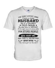 January Crazy Husband V-Neck T-Shirt tile