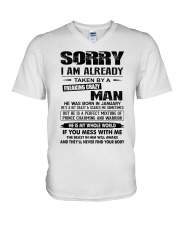 January Freaking Crazy Man V-Neck T-Shirt tile
