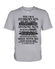 January-I'm A Stubborn Son V-Neck T-Shirt tile