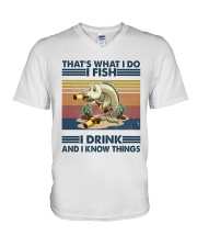 I Fish I Drink V-Neck T-Shirt tile