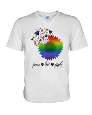 Beautiful Peace Love Pride V-Neck T-Shirt tile