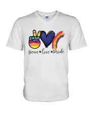 Peace - Love - Pride V-Neck T-Shirt tile