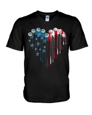 Volleyball-- Independence Day Heart V-Neck T-Shirt tile