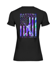 Softball Batter Back The Blue 2 Sides Premium Fit Ladies Tee tile