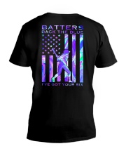 Softball Batter Back The Blue 2 Sides V-Neck T-Shirt tile