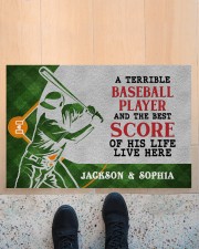 Personalized Baseball Couple Live Here Doormat Doormat 22.5" x 15" aos-doormat-22-5x15-lifestyle-front-10