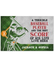 Personalized Baseball Couple Live Here Doormat Doormat 22.5" x 15" front