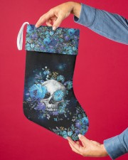 Skull Blue Flower Christmas Stocking Christmas Stocking aos-christmas-stocking-lifestyles-02