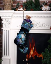 Skull Blue Flower Christmas Stocking Christmas Stocking aos-christmas-stocking-lifestyles-06