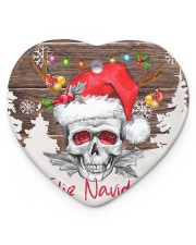 Skull - Feliz Navidad Heart Ornament (Porcelain) tile