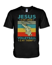 Volleyball - Jesus Is My Savior V-Neck T-Shirt tile
