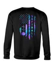 American Flag Softball Blue 2 Sides Crewneck Sweatshirt tile