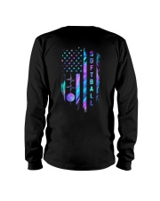 American Flag Softball Blue 2 Sides Long Sleeve Tee tile