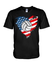 Volleyball Flag Heart V-Neck T-Shirt tile