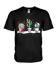 Garden - Succulent Cactus Snow V-Neck T-Shirt tile
