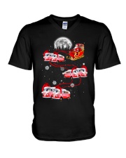 Camper Christmas Moon V-Neck T-Shirt tile