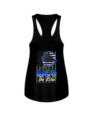 Police Blue Sunflower 2 Sides Ladies Flowy Tank tile