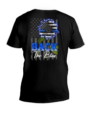 Police Blue Sunflower 2 Sides V-Neck T-Shirt tile