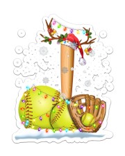 Softball Christmas Lights Sticker tile