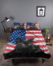 Black Cat American Flag Quilt Bed Set Queen Quilt Bed Set aos-queen-quilt-bed-set-lifestyle-front-01