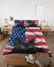 Black Cat American Flag Quilt Bed Set Queen Quilt Bed Set aos-queen-quilt-bed-set-lifestyle-front-04