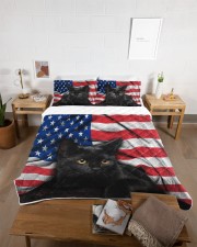 Black Cat American Flag Quilt Bed Set Queen Quilt Bed Set aos-queen-quilt-bed-set-lifestyle-front-06