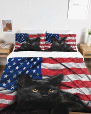Black Cat American Flag Quilt Bed Set Queen Quilt Bed Set aos-queen-quilt-bed-set-lifestyle-front-06a