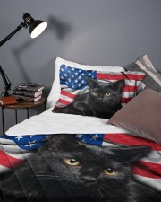 Black Cat American Flag Quilt Bed Set Queen Quilt Bed Set aos-queen-quilt-bed-set-lifestyle-front-09