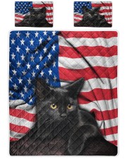 Black Cat American Flag Quilt Bed Set Queen Quilt Bed Set front