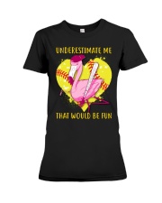 Softball American Flag Heart Premium Fit Ladies Tee tile