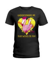 Softball American Flag Heart Ladies T-Shirt tile