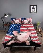 Pig American Flag Quilt Bed Set Queen Quilt Bed Set aos-queen-quilt-bed-set-lifestyle-front-01