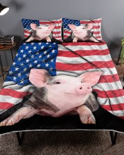 Pig American Flag Quilt Bed Set Queen Quilt Bed Set aos-queen-quilt-bed-set-lifestyle-front-01a
