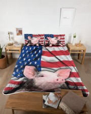Pig American Flag Quilt Bed Set Queen Quilt Bed Set aos-queen-quilt-bed-set-lifestyle-front-04